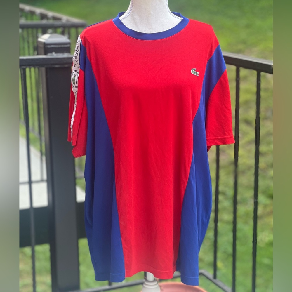 Lacoste Red and Blue Short Sleeve Tee